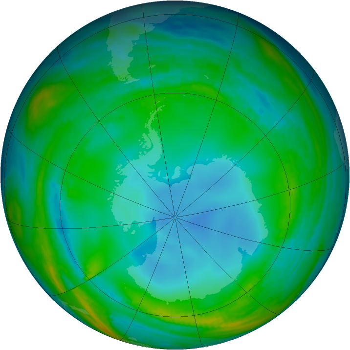 Antarctic ozone map for 18 July 1985